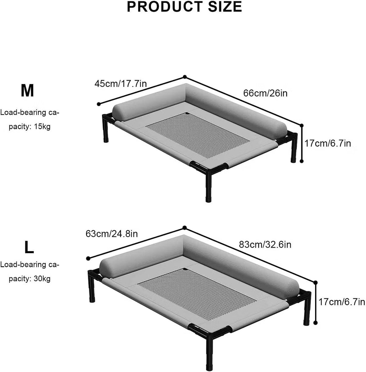 Raised Dog Bed, Cooling Dog Bed, Cooling Breathable Elevated Pet Beds with Headrest
