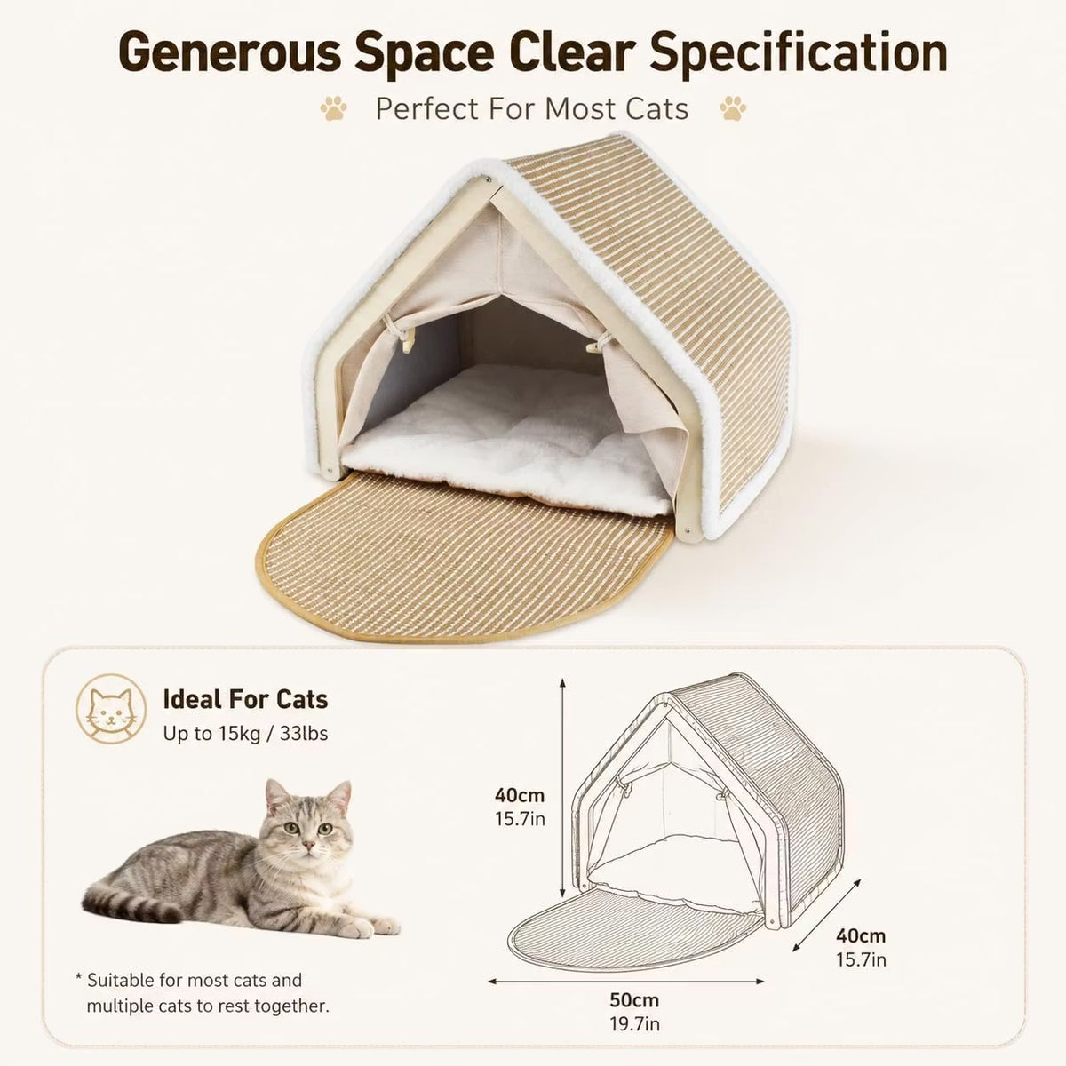 Wooden Cat Scratching House with Scratch Pads – Pet Bed & Scratch Surface in One